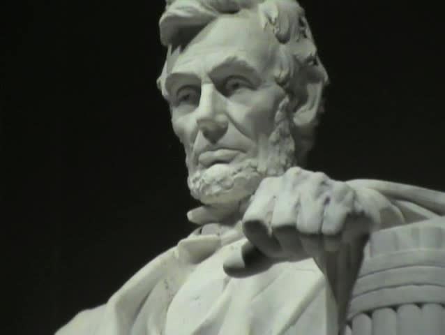 Statue of Abraham lincoln in Lincoln Memorial Washington DC at night