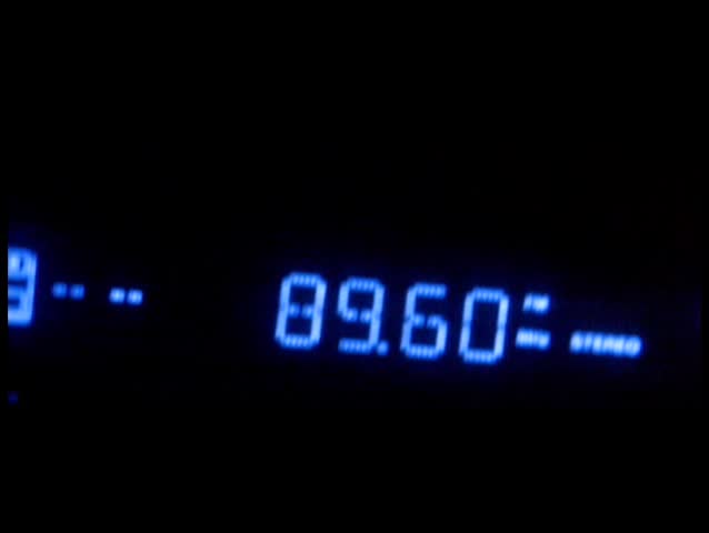 Digital radio tuner scanning stations. The clip starts with some camera shake and a focus whip for editing flare. This was shot in 1080i  and down-converted to 16x9 standard definition.