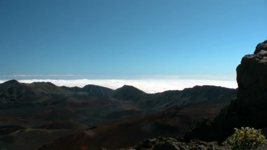 Pan left of crater Haleakala in Hawaii