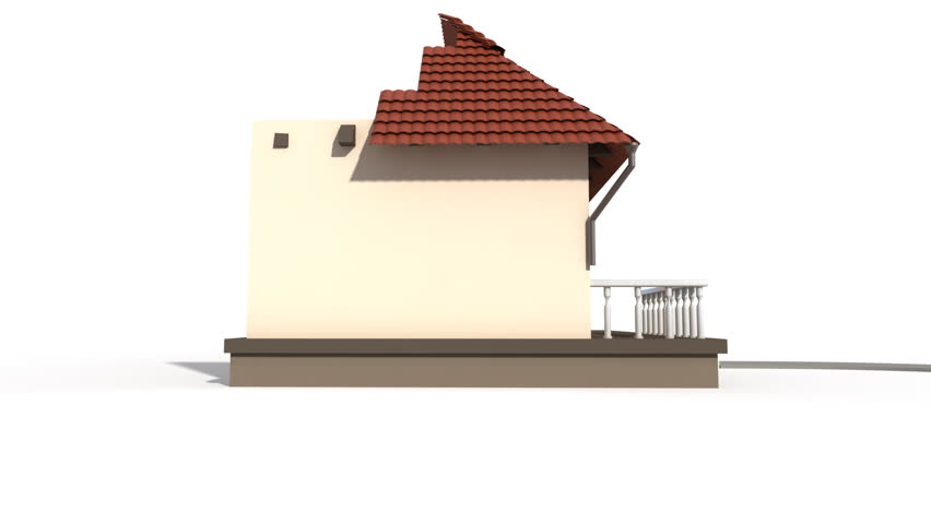 Time lapse animation of a building house with solar panels