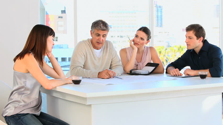 Employees planning something on a table