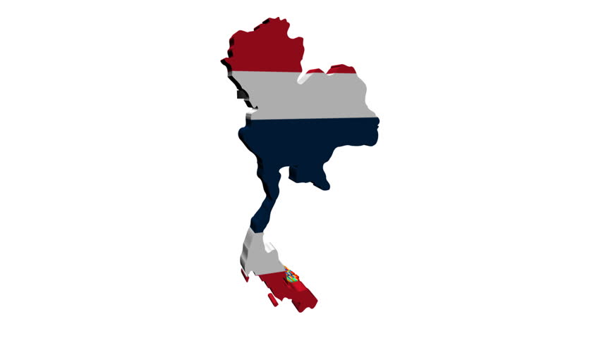 Thailand map flag with container ships departing animation