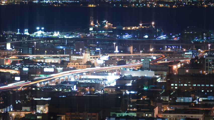 Quick time lapse edits of urban night scenes blended together with animated light streaks.