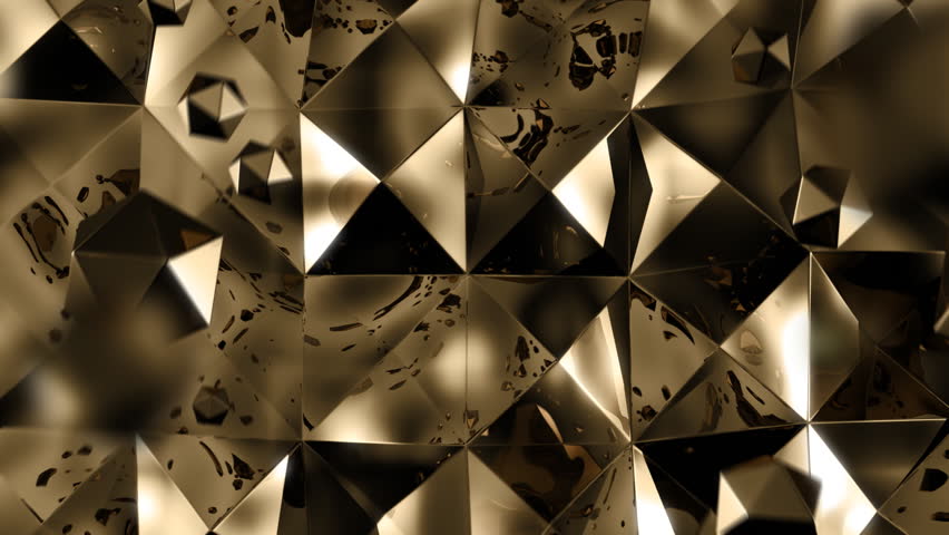 Luxury golden wall morphing and golden spheres falling down in and out of focus. Loop-able. HD 1080.
