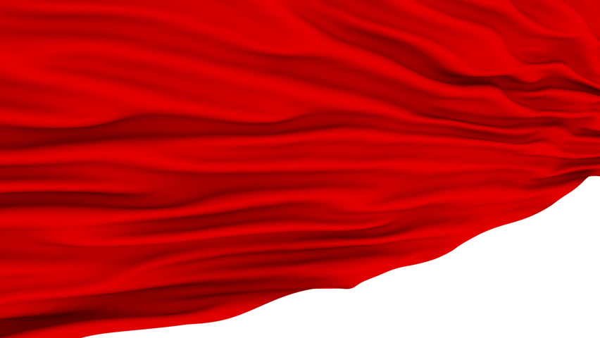 Slow motion: Red Cloth fluttering in the Wind. 3D Animation. Matte channel included.