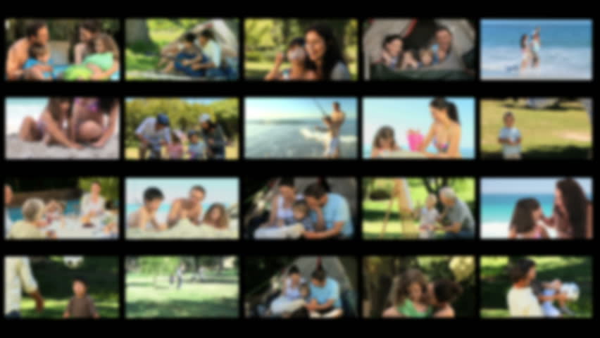 Montage of children having fun with their parents outside