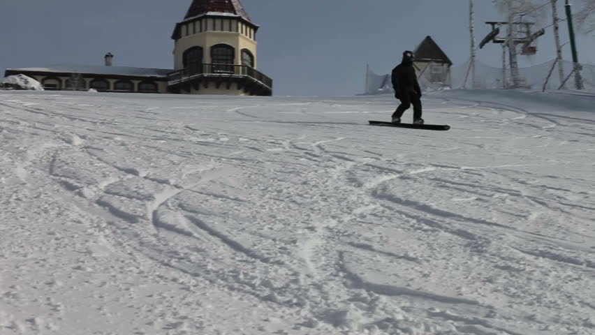 Snowboarding in mountains. Extreme-carving.