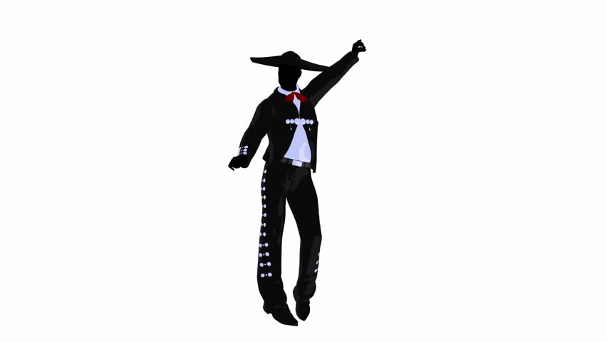 Male Mariachi illustration silhouette illustration on a white background
