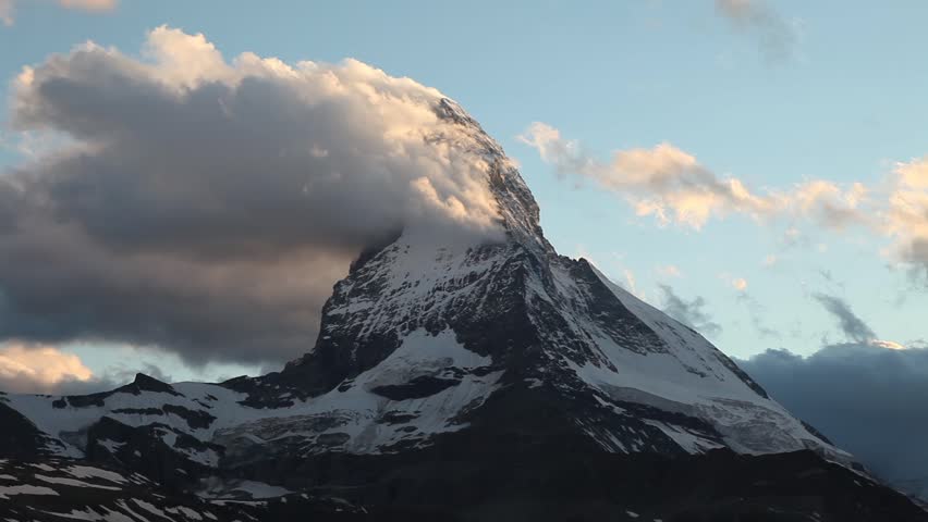 Time-lapse footage of the Matterhorn, one of the most beautiful icons of Switzerland, Pennine Alps, Switzerland, Europe