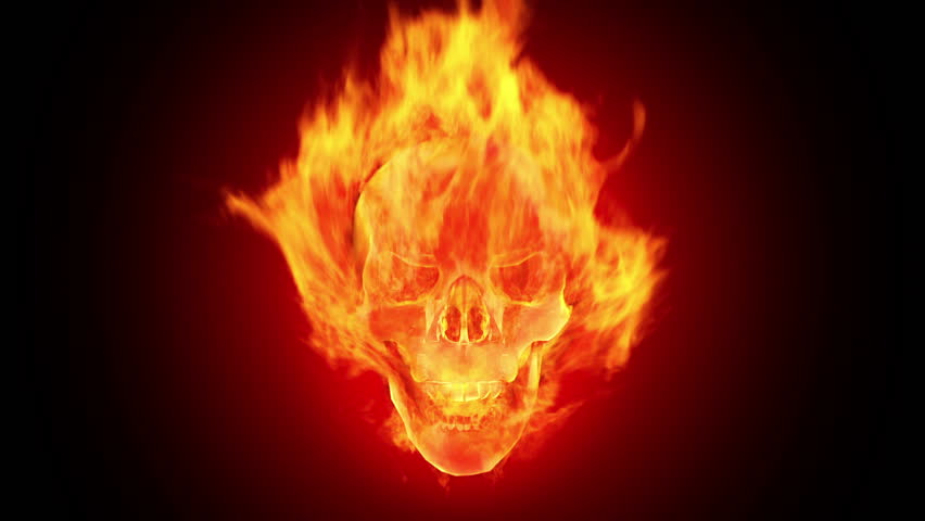 animated flaming skull