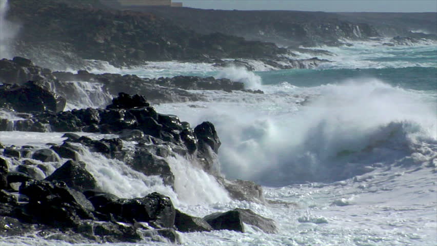 extreme wave crushing coast close