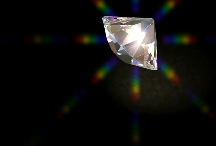 Rotating, shining and refracting Diamond.