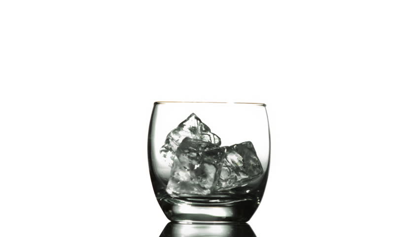 Pouring Whiskey on Ice in slowmotion filmed at 1000fps