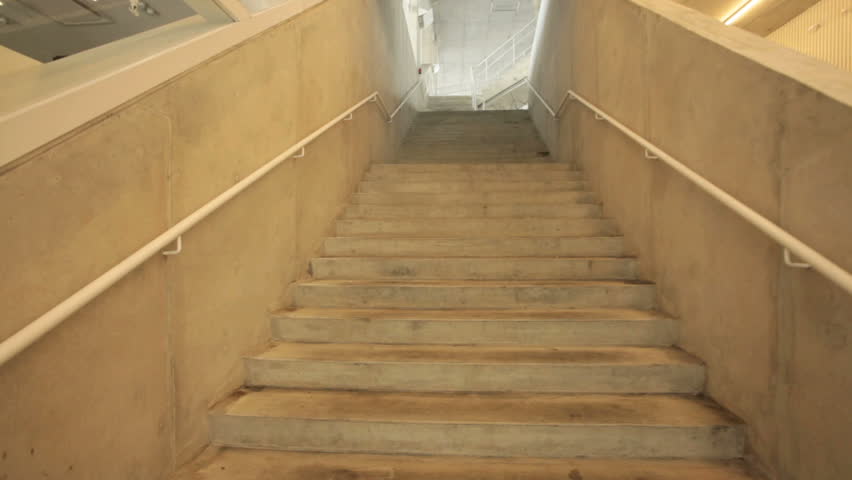 Walking up staircase