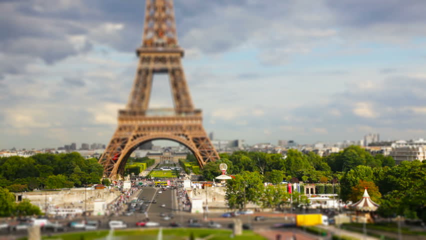 Eiffel tower, Paris. Tilt shift time-lapse 