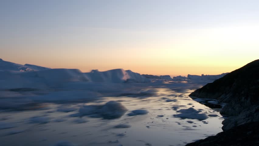 Time lapse of drifting icebergs in Ilulissat, western Greenland.