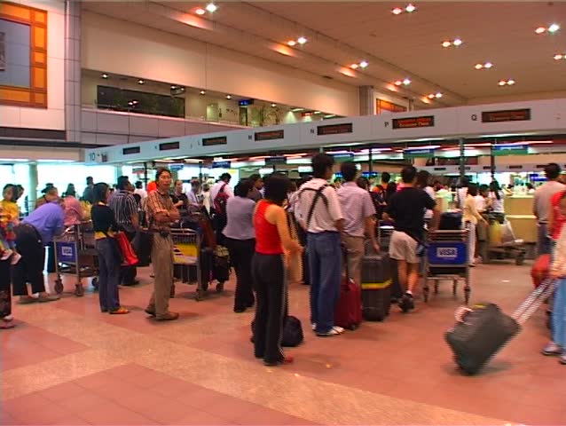 Airport Check-in counters, Steadicam footage 