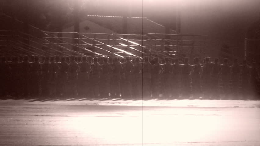 Archival shot of Marines formation