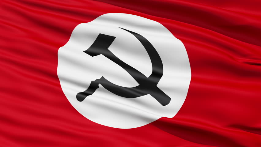 Realistic 3D detailed slow motion Union of Soviet Socialist Republics flag in the wind - seamless looping