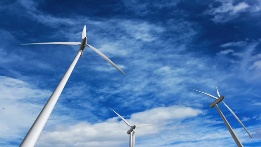 Wind turbines at sunset, green energy.