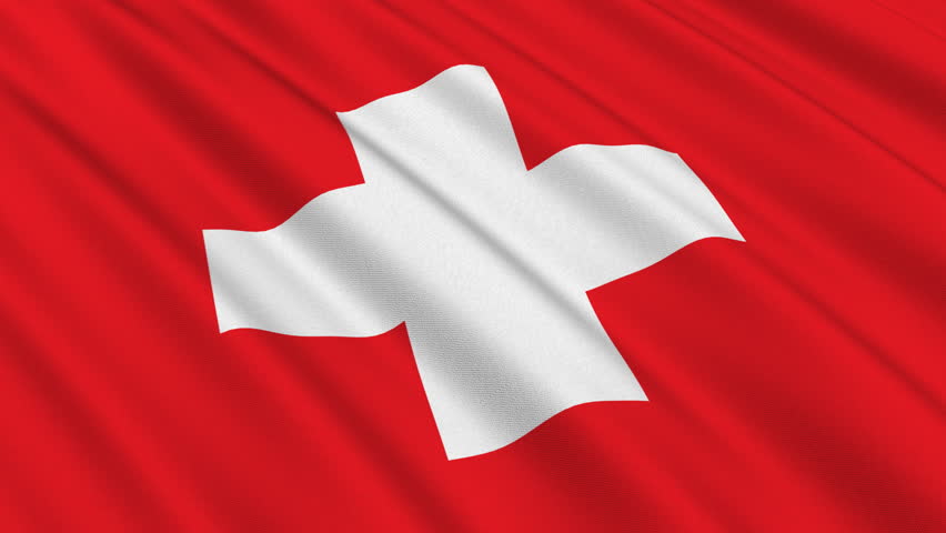 Flag of Switzerland waving in the wind - highly detailed fabric texture - seamless looping