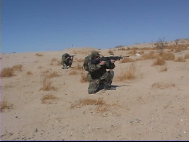 United States Marines training for desert combat.