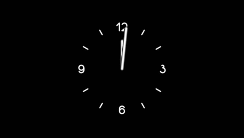 Motion background with spinning clock in 12 hour seamless loop. (24s/30fps)
