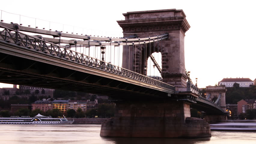 Szechenyi Chain Bridge Timelapse Budapest Hungary