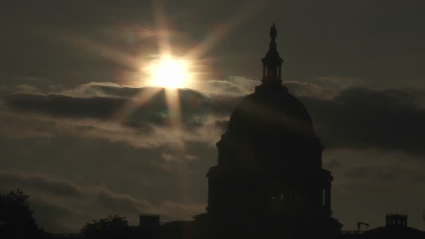 Time-lapse clouds move behind Capitol Hill circa 2009 in Washington.