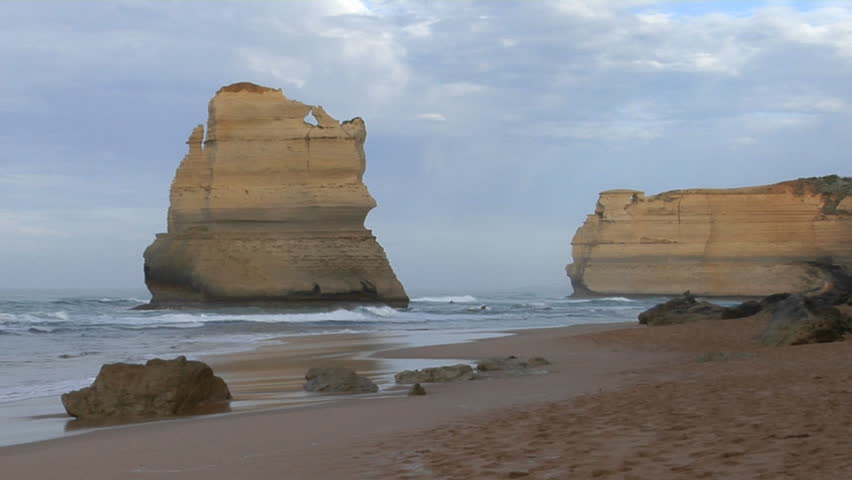 Rock formations known as the Twelve Apostles along the Australian coast