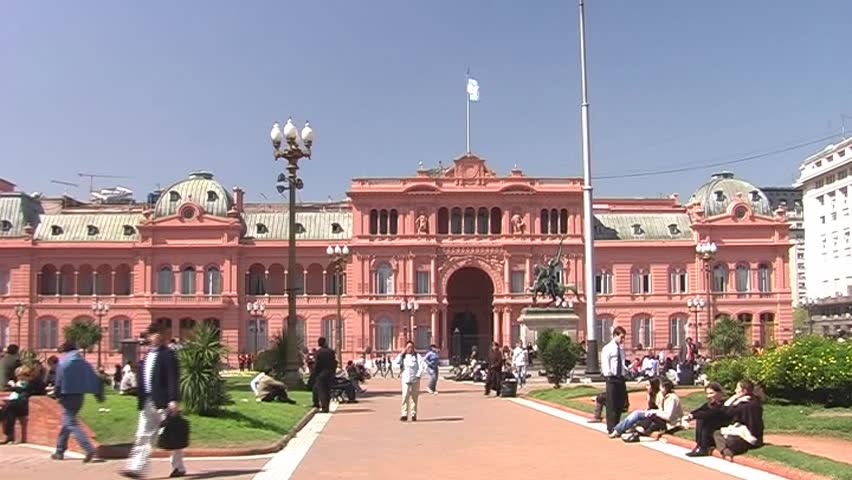 Casa Rosada (government building) at Plaza de Mayo, Buenos Aires (Argentina); with national flag on top (2 shots) - SD 16:9, Panasonic NV-GS500 (3 CCD)