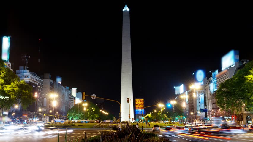 Buenos Aires at night, time lapse.