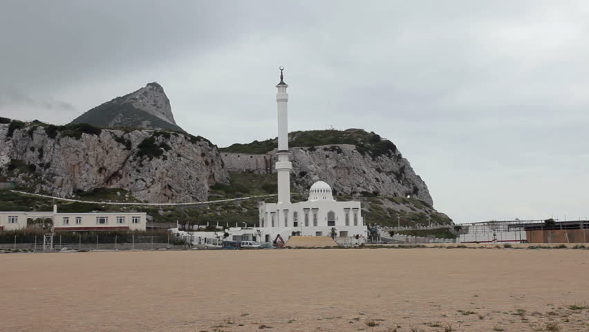 The Ibrahim-al-Ibrahim Mosque over looking the Mediterranean Sea May 16, 2011. Gibraltar, UK. Known as the King Fahd bin Abdulaziz al-Saud Mosque. On Europa point.