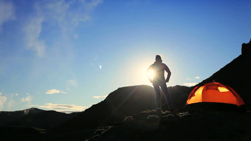 Female Hiker in Harsh Barren Environment