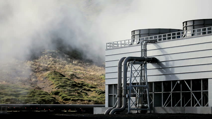 Geothermal Power Station in Barren Landscape