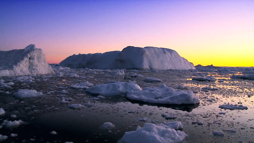 Dusk over Icebergs & Ice Floes