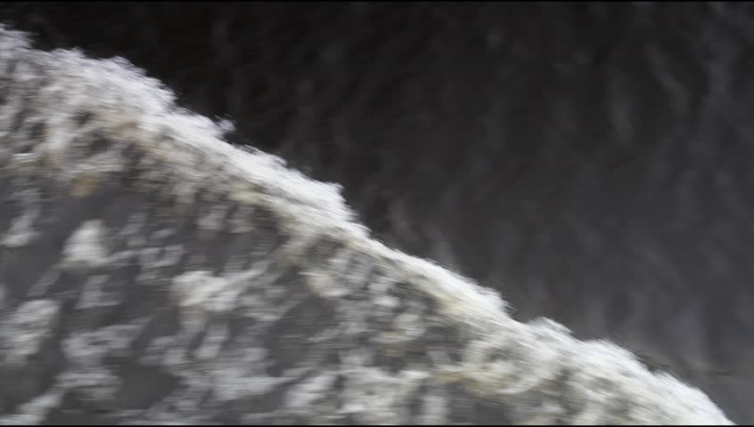 View from side of motorboat