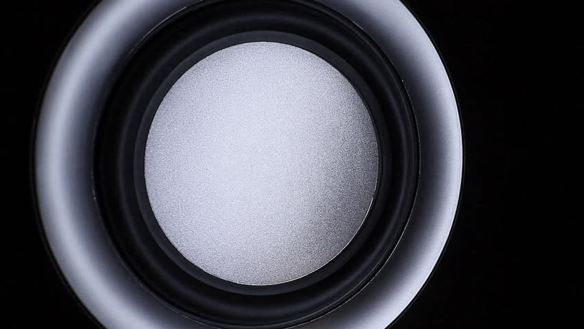 Closeup at moving sub-woofer. Speaker part