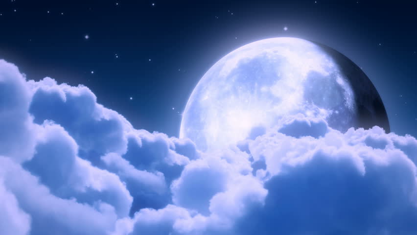 Night clouds and moon - loop flying