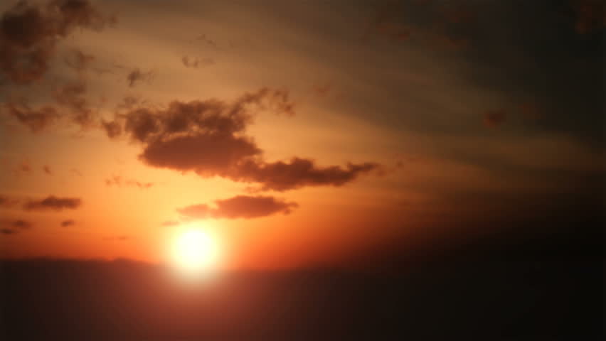 Flying towards a beautiful sunset above the reddish clouds.