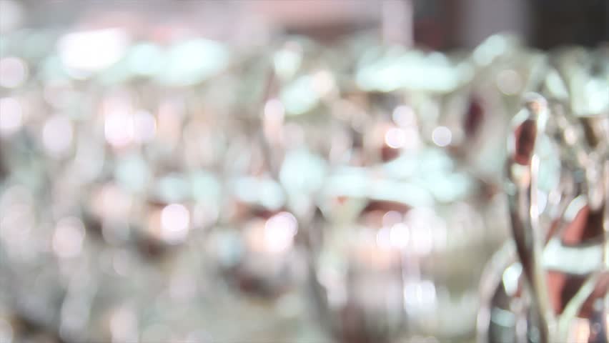 Carafes aligned in a silver shop