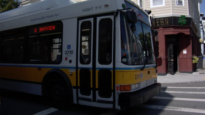 City bus drives by