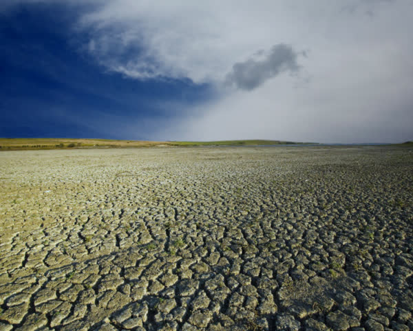 Dry lake and clouds time lapse