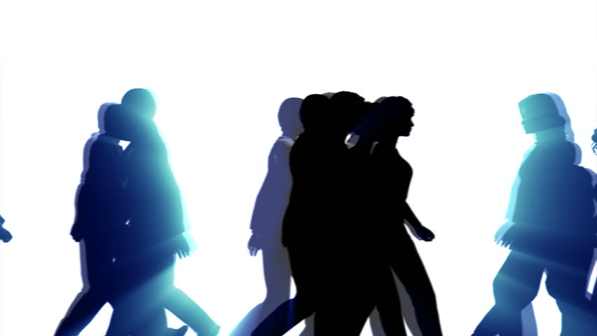 People Walking By 3D Vector Silhouette Animation