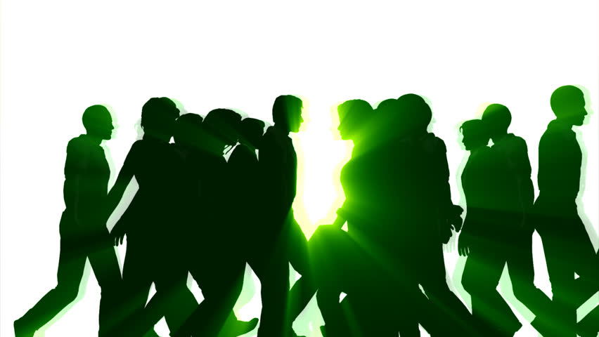 People Walking By 3D Vector Silhouette