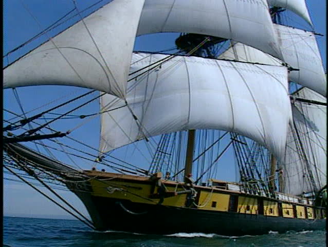 Tall ship at full sail