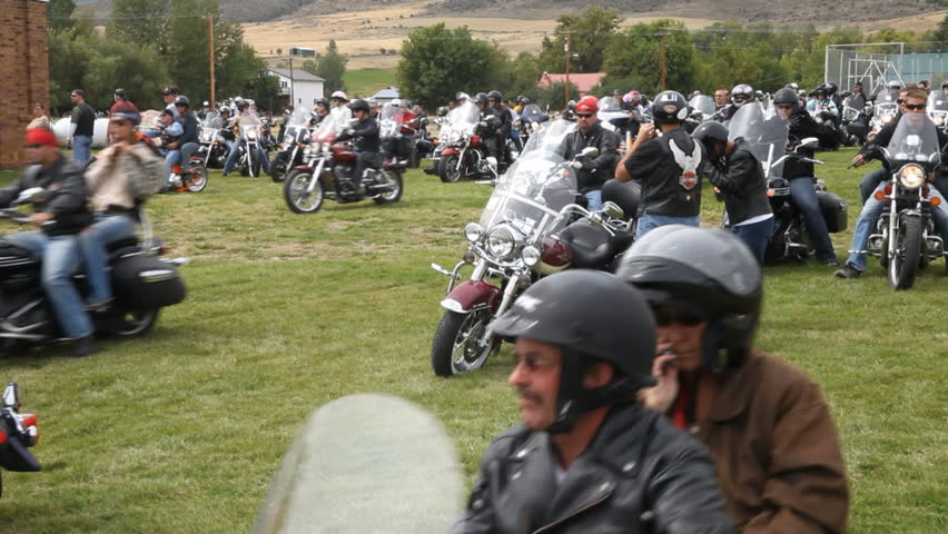 LOGAN UTAH CIRCA AUG 2009: Motorcycle riders ride during annual Ride For The Fallen in respect for soldiers killed and wounded in Iraq war Logan Utah. Scholarship for Utah State University students.