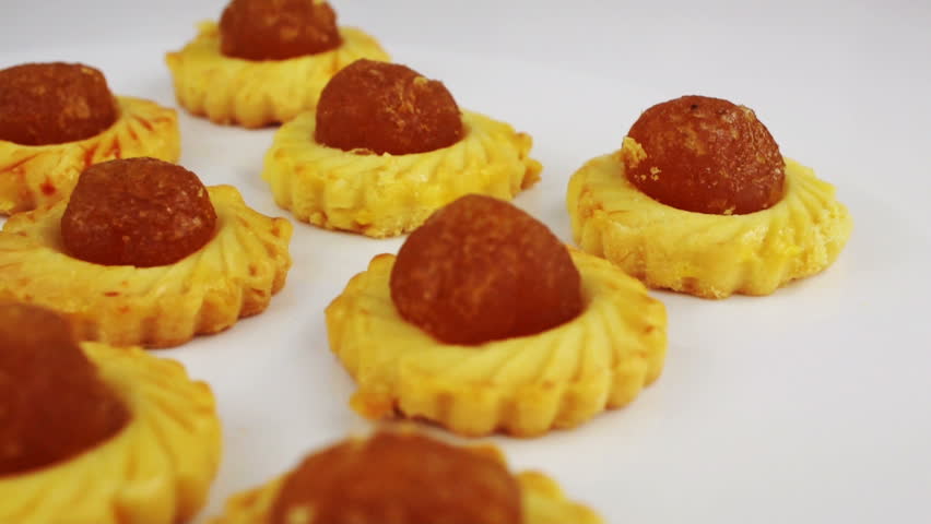 Chinese festive Pineapple tart on white background
