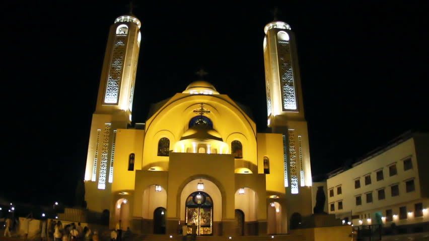 Coptic church at night, Sharm-el-Sheik, Sinai, Egypt.