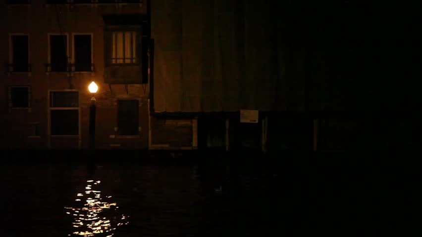 Venice by night, panning shot